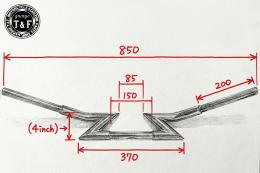 極太Zバーハンドル(ナロータイプ)　4インチ(ブラック)25.4mm