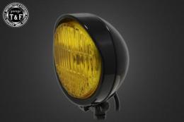 5.5インチバイザーヘッドライト(ブラック)イエローレンズ仕様+各種ステーSET