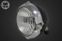 5.75インチビンテージヘッドライト(ポリッシュリム/マットブラックボディ)クラシックレンズ仕様(クリアー)+各種ステーSET