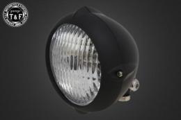 4.5インチビンテージヘッドライト(オールマットブラック)クラシックレンズ仕様(クリアー)+各種ステーSET