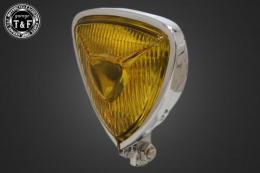 ビンテージトライアングルヘッドライト(オールメッキ)イエローレンズ仕様+各種ステーSET