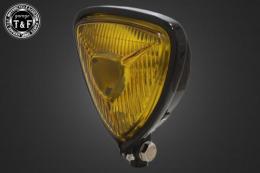 ビンテージトライアングルヘッドライト(オールブラック)イエローレンズ仕様+各種ステーSET