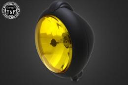 5.75インチユニティタイプヘッドライト(オールマットブラック)イエローレンズ仕様+各種ステーSET