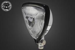 ビンテージトライアングルヘッドライト(ブラックリム/メッキボディ)クリアーレンズ仕様+各種ステーSET