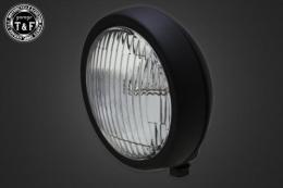 4.5インチプレートヘッドライト(オールマットブラック)クリアーレンズ仕様+各種ステーSET