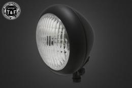 4.5インチトラクターヘッドライト(オールマットブラック)クリアーレンズ仕様+各種ステーSET