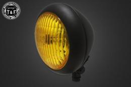 4.5インチトラクターヘッドライト(オールマットブラック)イエローレンズ仕様+各種ステーSET