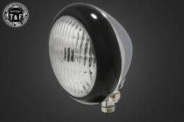 4.5インチトラクターヘッドライト(ブラックリム/メッキボディ)クリアーレンズ仕様+各種ステーSET