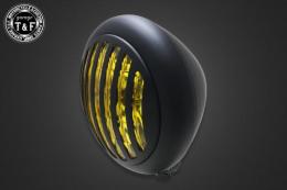 5.75インチマスクドトラクターヘッドライト(マットブラック)イエローレンズ仕様+各種ステーSET