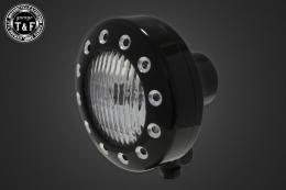 4.5インチドリルドヘッドライト(ブラック)クリアーレンズ仕様+各種ステーSET