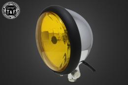 5.75インチベーツライト(マットブラックリム/メッキボディ)イエローレンズ仕様+各種ステーSET