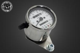 ドラッグスター400　機械式ミニスピードメーター(ホワイト)インジケーター内蔵(VH01J/前期)専用カプラー付き