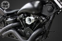 ドラッグスター250　ファンネル(ポリッシュ)&プッシュロッドカバー(ブラック)SET