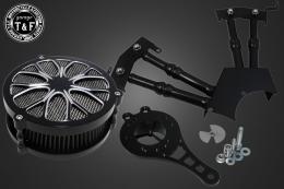 ドラッグスター250　ラグジュアリーフラワー(コントラスト)&プッシュロッドカバー(ブラック)SET