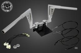 レブル250(2017〜2019年)ABS非搭載モデル　極太バットマンハンドル　8インチ(メッキ)&ワイヤーセット